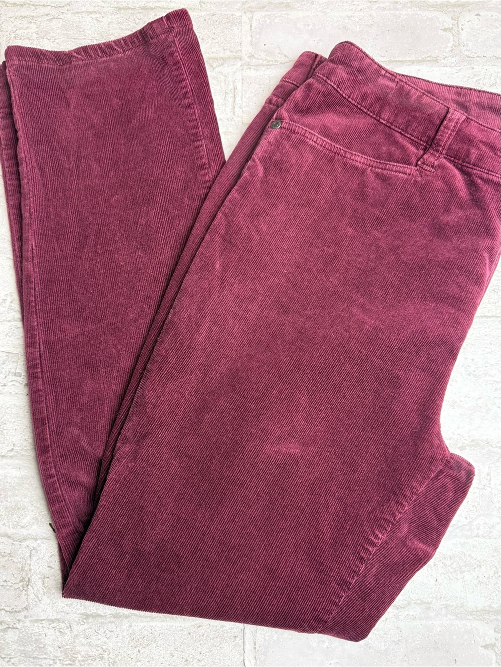 Talbots Burgundy Corduroy Pants Petite 10P Straight Leg Stretch Pockets 😍